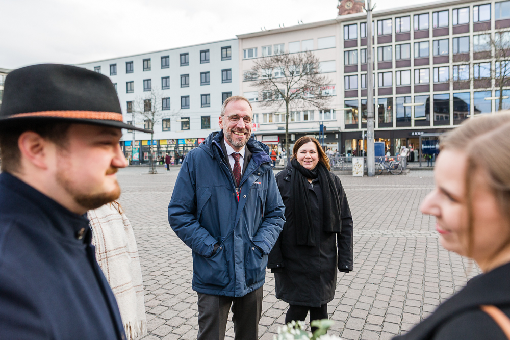 Winterhochzeit in Mannheim am Alten Rathaus